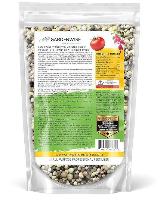 Professional Universal Garden Fertilizer 13-3-13 with Slow-Release Formula (3 QUARTS)