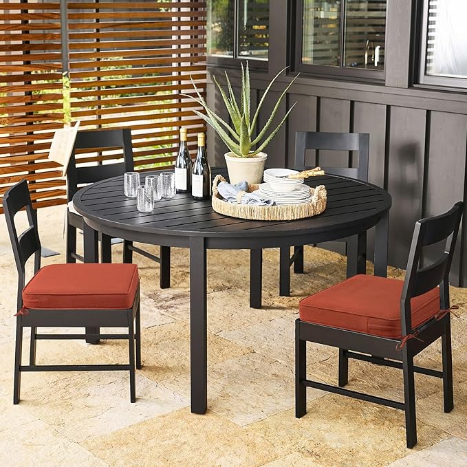 Outdoor Sunbrella Square Corner Seat Cushion, 18.5"x16"x3", Set of 4, Non Slip Seat Cushion Pads with Removable Cover for Patio Furniture, Garden Yard Lawn, Spectrum Grenadine