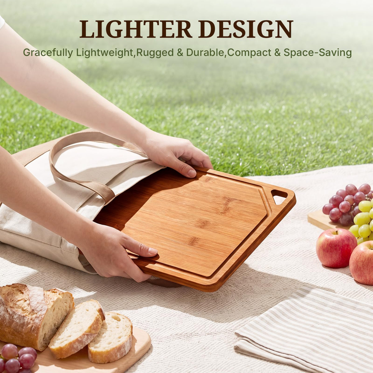 GASHELL Bamboo Cutting Board Set with Beeswax Coating for Kitchen(S+M+L+XL)