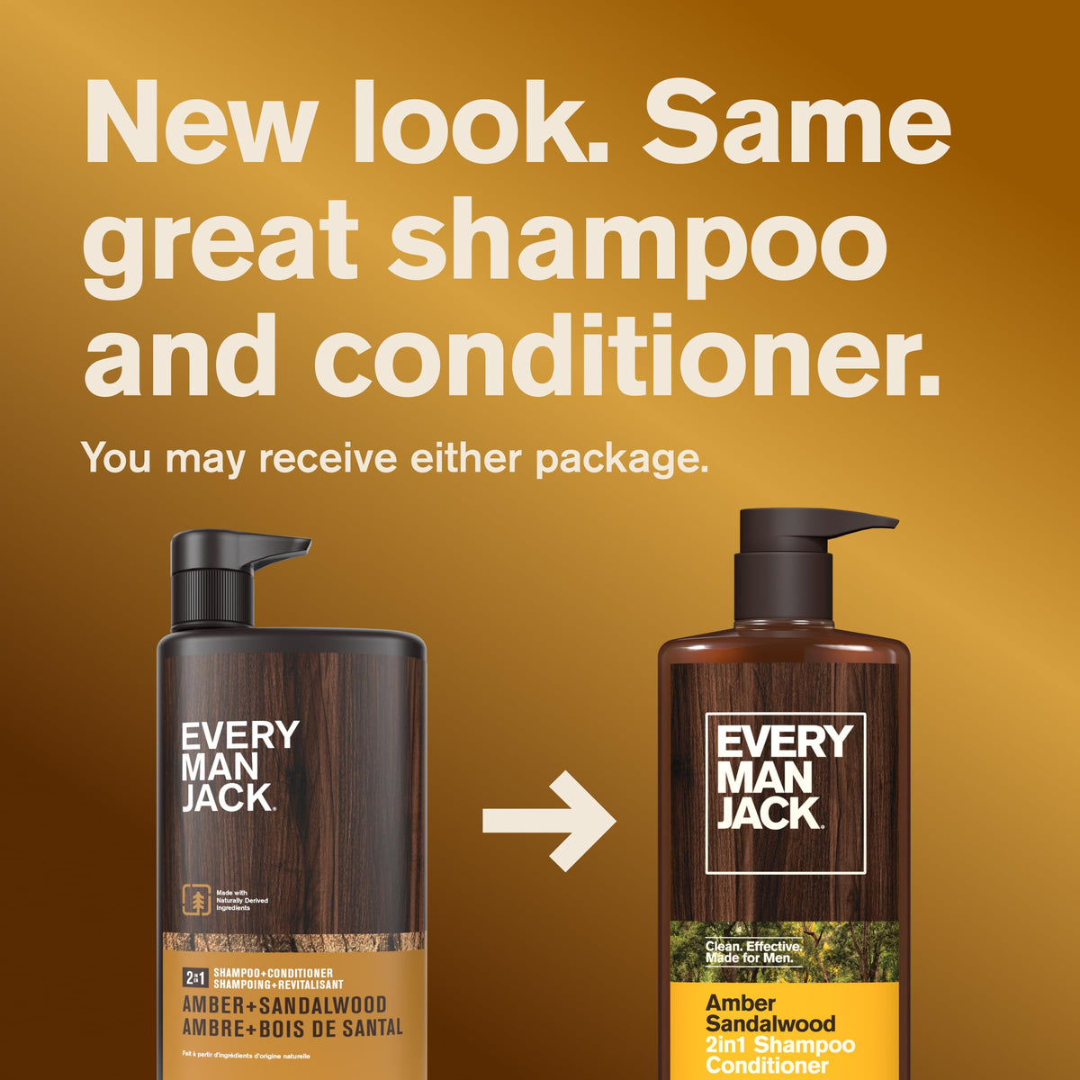 Every Man Jack Men's Shampoo & Conditioner 2-in-1, Amber Sandalwood, 24 oz