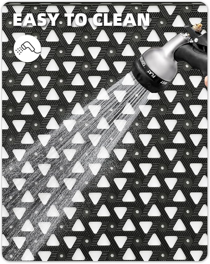 Color&Geometry Door Mat Outside Entrance with Drainage, Rubber Heavy Duty Dirt Trapper Waterproof Outdoor Welcome Mat, Outdoor Mats All Weather for Front Back Door Patio Entryway Entry, 24"X36" Black