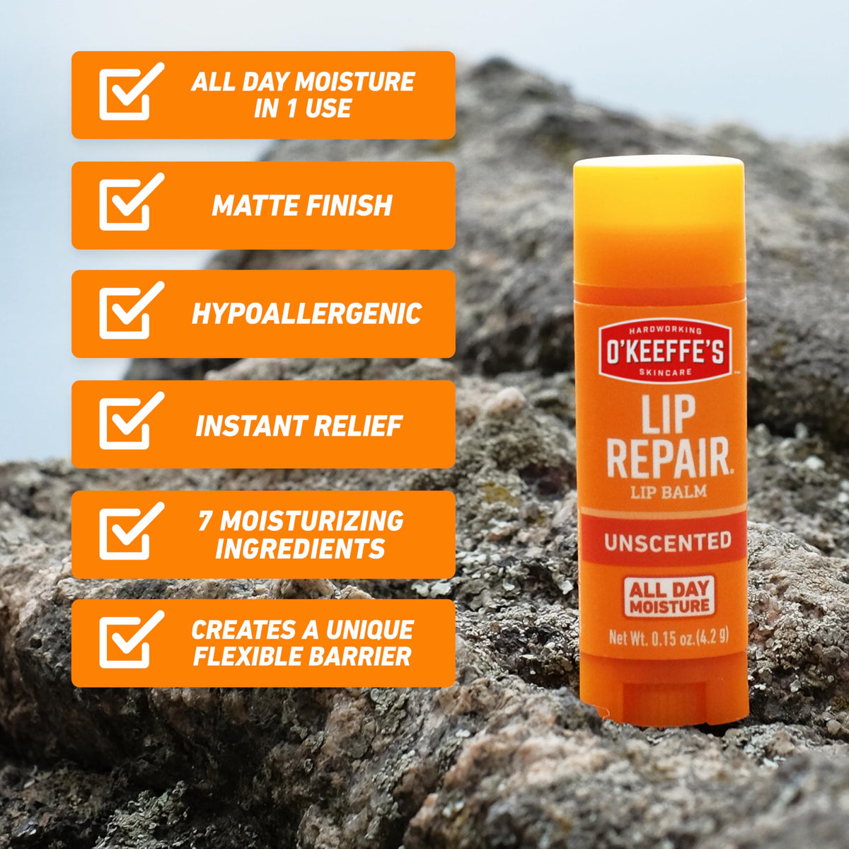 O'Keeffe's Lip Repair Unscented Balm, 2-Pack