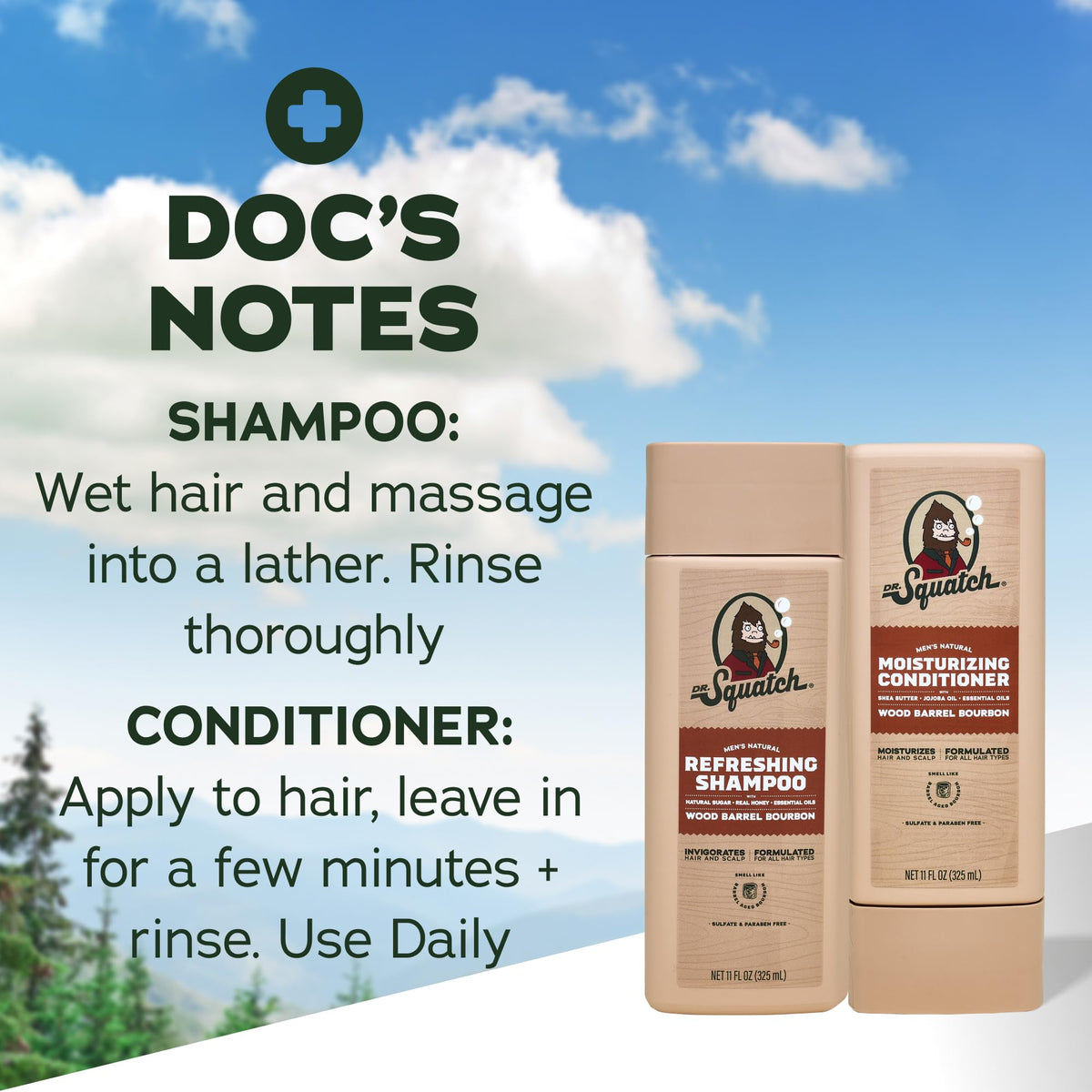 Dr. Squatch Men's Natural Shampoo and Conditioner Set (11 fl oz, 2-Pack)