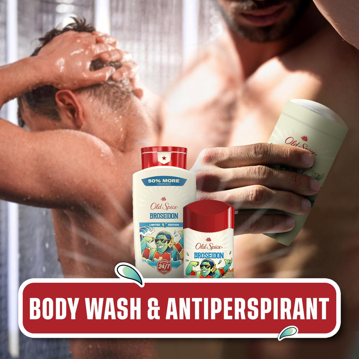Old Spice Body Wash for Men, Summerdudes, 24/7 Shower Fresh with Daily Use, Long Lasting Scent, Cleanse & Refresh Skin, VIP Festival Experience, Broseidon with Ocean Surf Scent, 24 oz