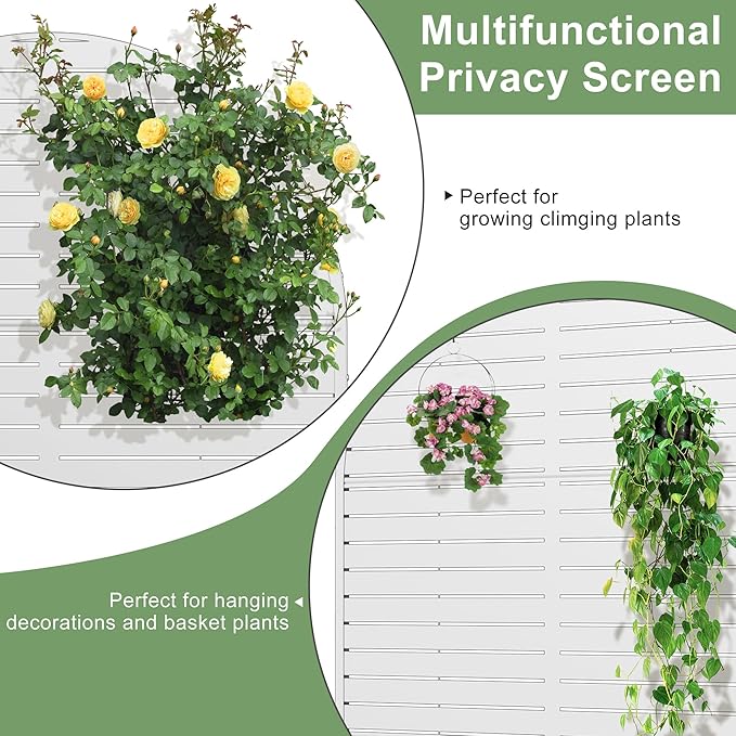 Casaphoria Metal Raised Garden Bed with Trellis and Wheels, 72"x35"x16" Arched Planter Box for Climbing Plants, Vegetables & Vines, Features Drainage Holes and Privacy Screen (White-Louvered)