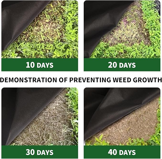 Non-Woven Weed Barrier Landscape Fabric, Durable Heavy-Duty Weed Removal Block, Easy to Set, Excellent Weed Control (3.2 oz) (2.6FT*32FT)