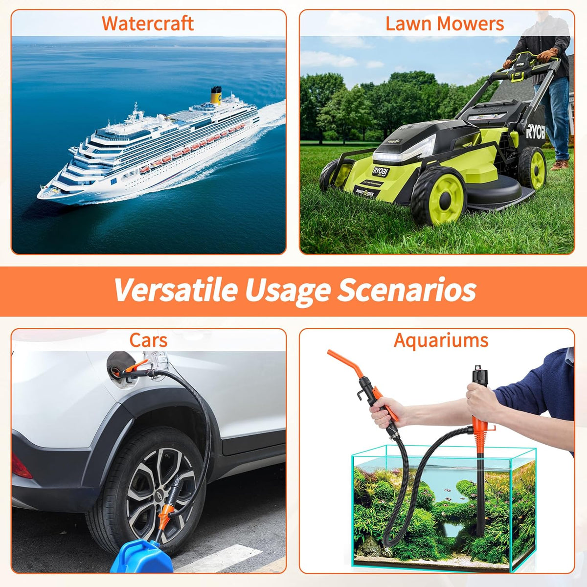 Portable Fuel Transfer Pump, Battery-Powered Siphon Pump for Gas, Diesel, Cars, Boats, Gas Cans, Spill-Proof, Quick & Easy Liquid Transfer