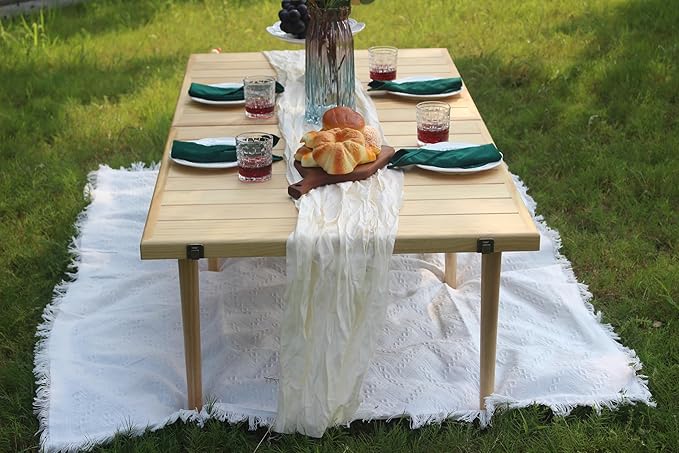 30×30-inch Bohemian Style Picnic Table with 60×30-inch Tabletop and Dual Height Adjustment for Patio Grilling.