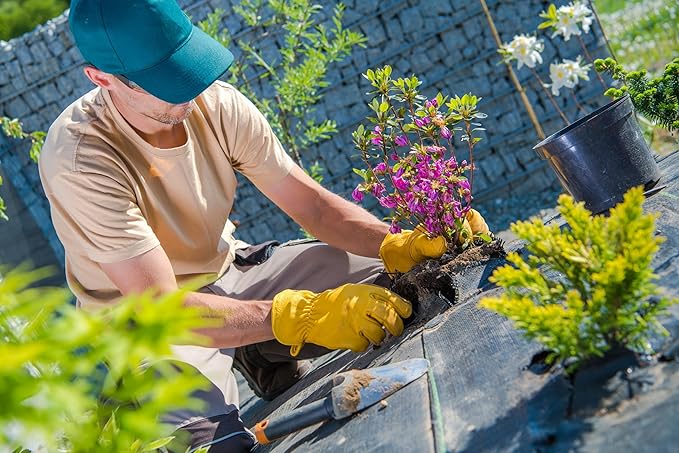 DULFINE Leather Work Gloves for Men & Women, Reinforced Durable Gardening Gloves,Cowhide Work Gloves,Puncture & Cut Resistant