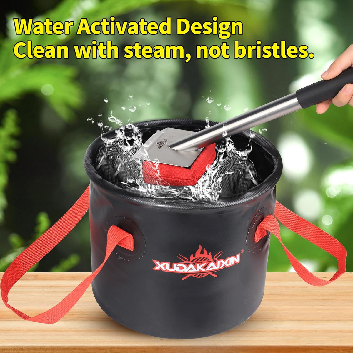 Grill Brush Bristle Free,BBQ Replaceable Scraper Cleaning Head,Safe Grill Accessories for Cast Iron Grates/Porcelain/Weber Gas/Charcoal Grill,Grill Brush for Outdoor Grill-Red