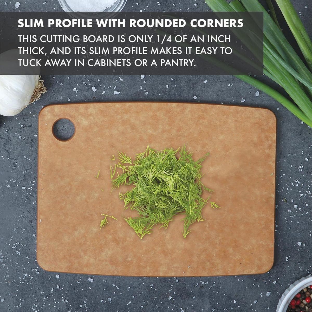 Dexas Natural Fiber Composite Cutting Board, Dishwasher Safe, Knife Friendly Kitchen Prep Board, 14.3 x 11.2 Inch