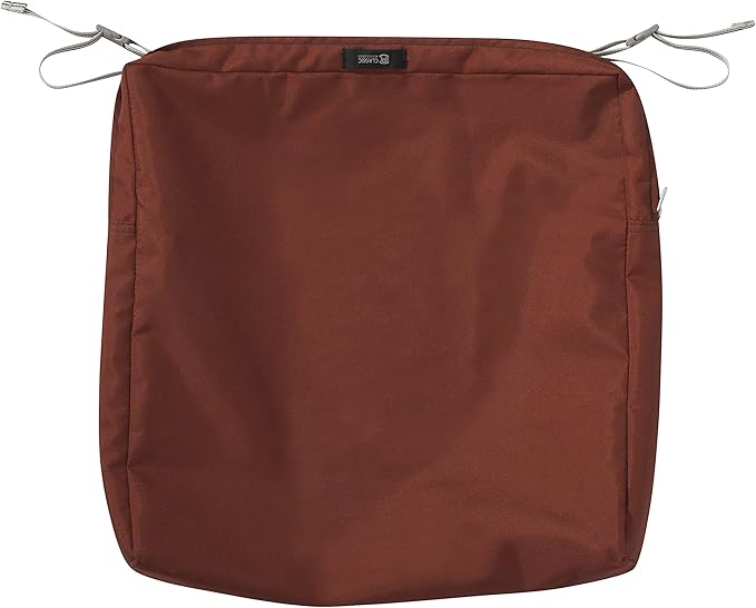 Classic Accessories Ravenna Water-Resistant 19 x 19 x 3 Inch Patio Seat Cushion, Spice, Chair Seat Cushion
