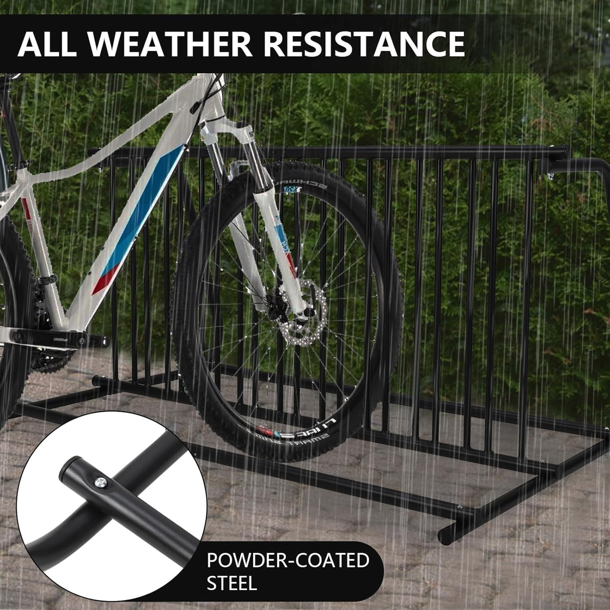 10-Bike Commercial Floor Rack, Heavy Duty Powder-Coated Steel Grid Organizer, Freestanding Double-Sided Storage for Garages/Storefronts/Schools