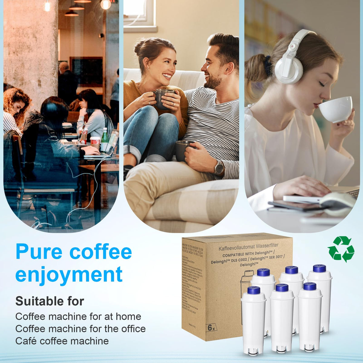 Mutital Water Filter Cartridges, Replacement for De'Longhi DLSC002, 4Pack