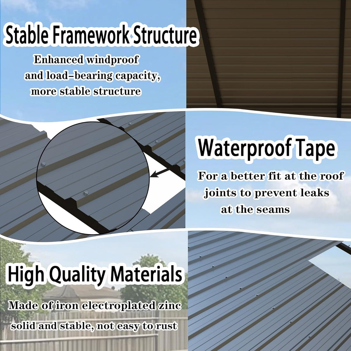 Heavy Duty Metal Carport 10x20 ft Galvanized Steel Carport Shelter for 2 Car - Extra Large Canopy for Dual Vehicle, RV & Boat Storage All Weather Protection Garage Party Tent (10 x 20 FT)