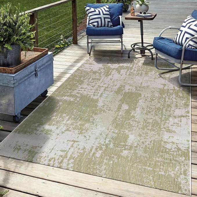 Keen Home Design Terrace Outdoor Area Rug - 5x8 Washable Indoor/Outdoor Rug for Patio, Kitchen, Balcony, Beach, Garden, Deck and Porch, Size: 5'3"x7'7"