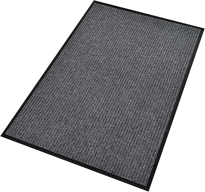 fani Heavy Duty Large Outdoor Indoor Entrance Doormat Waterproof Low Profile Entrance Rug Front Door Mat Patio Anti-Skid Rubber Back, 35x60 inch (Light Grey)