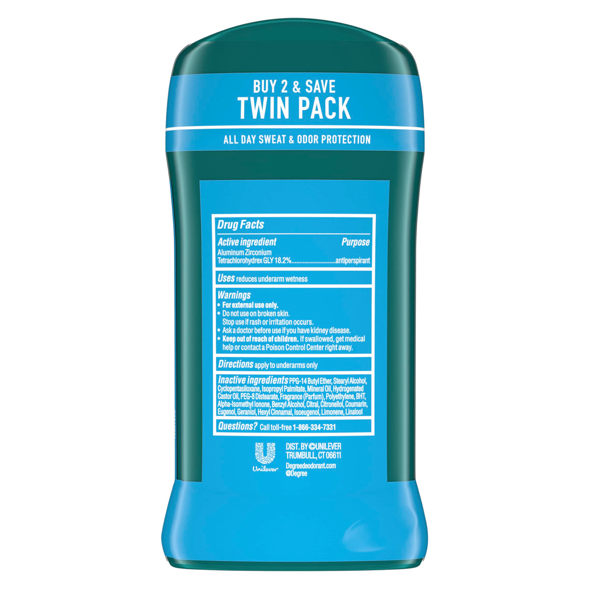 Degree Men Original Antiperspirant Cool Rush Twin Pack Sweat 2 Pack 2.7 oz