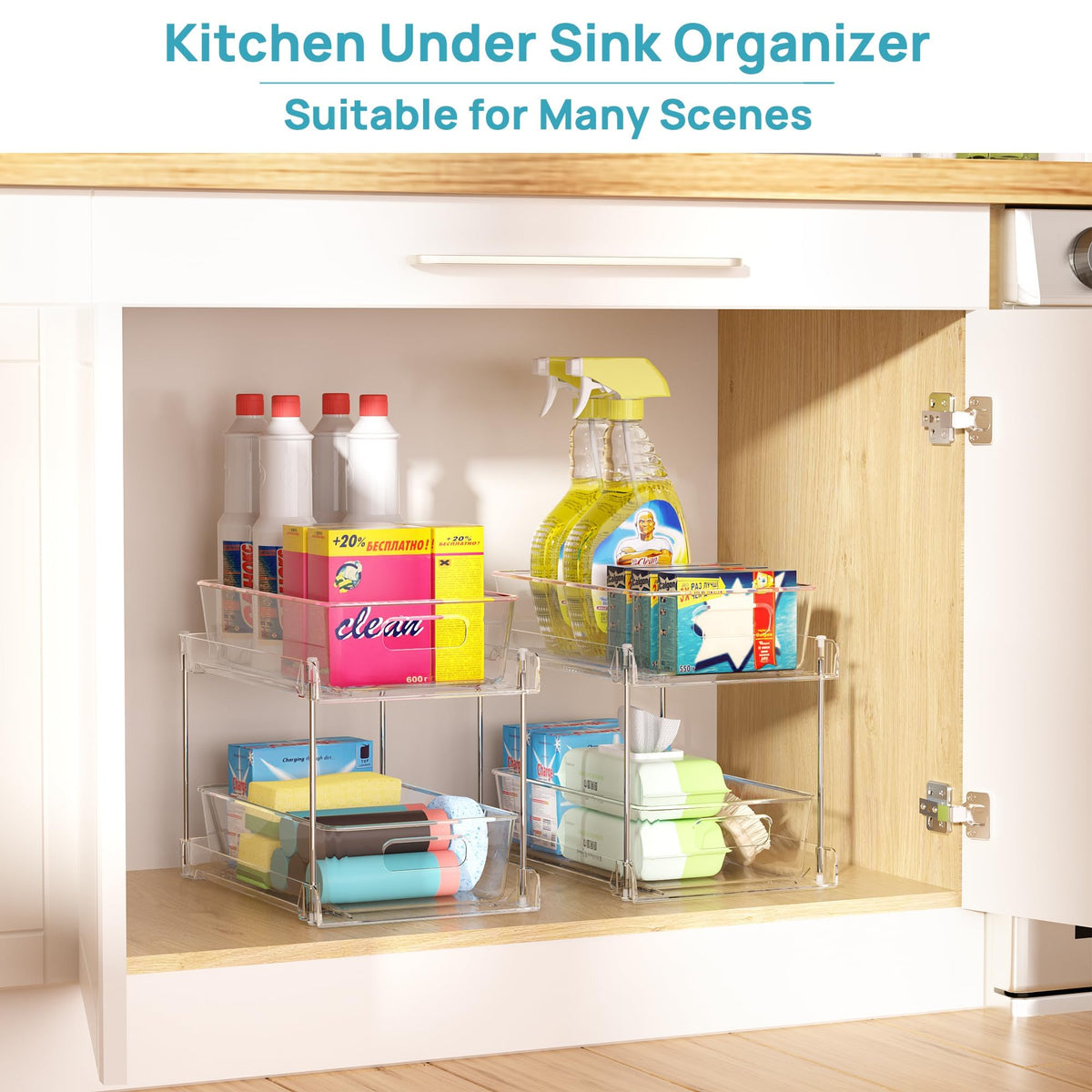 Vtopmart 4 Pack Pull Out Bathroom Under Sink Organizer (S-Standard)
