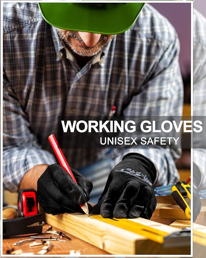 Nuogo 48 Pairs Gardening Gloves for Men Women Rubber Coated Safety Work Gloves Bulk for Gardening Construction Work
