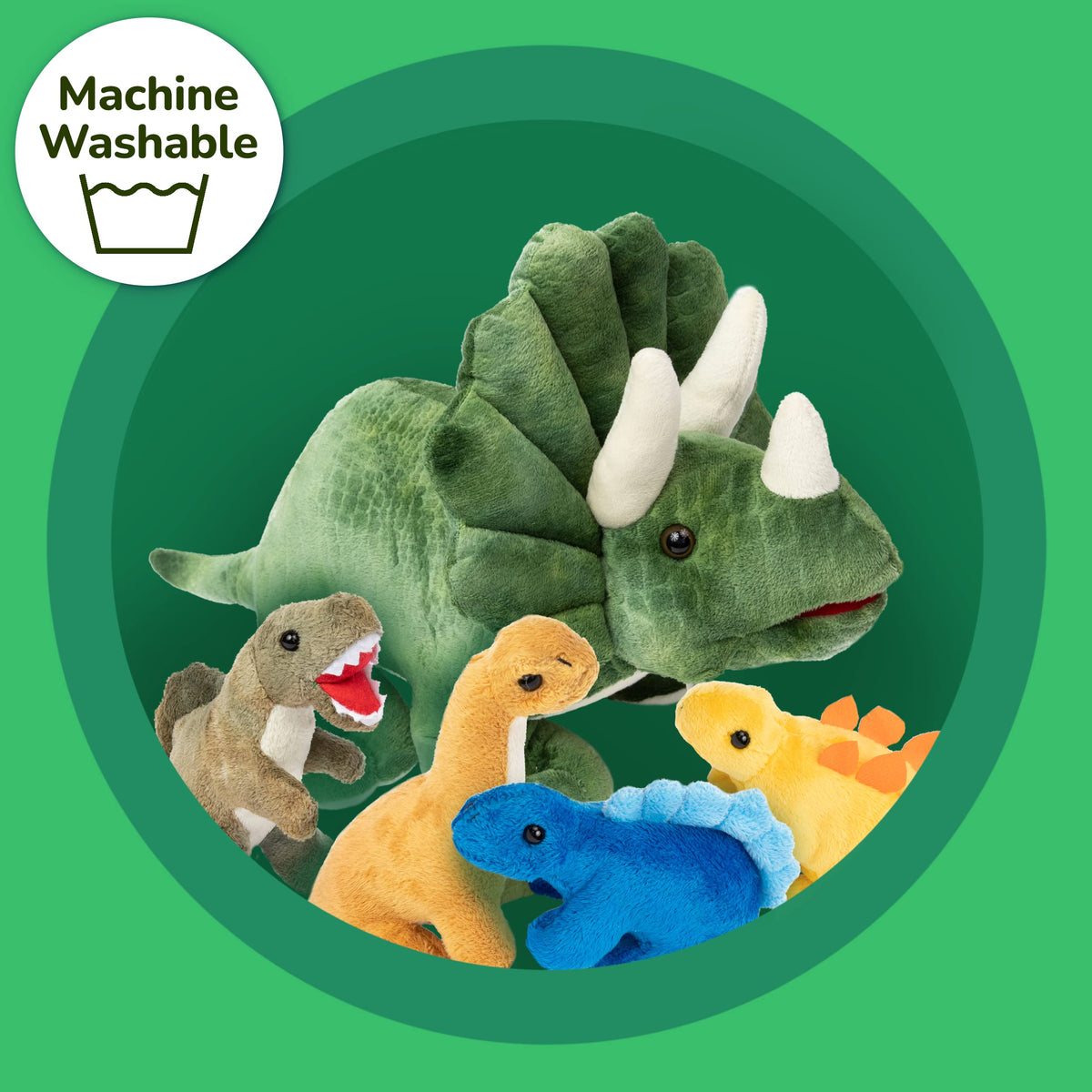 PREXTEX 15-Inch Triceratops Dinosaur Stuffed Animal Set with 4 Dino Plush Toys Inside, Large Zippered Pouch Dinosaur for Boys and Girls, Stuffed Animals Dinosaur Toys for Kids 3-5, Soft Plushies