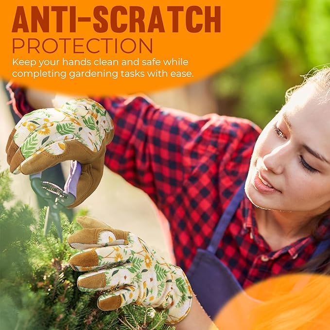 HANDLANDY Women Safety Work Gloves Utility Touch Screen Working Grip Glove for Yardwork Gardening Breathable Mechanic Gloves