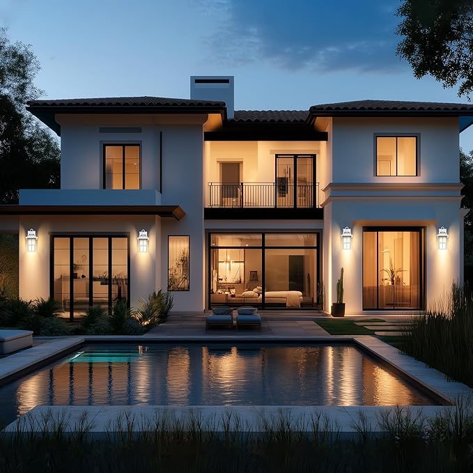 WIHTU Outdoor Light Fixture, White Porch Lights with Glass Shade, Waterproof Wall Sconce Light, Fixtures Exterior Wall Lighting, Aluminum Anti-Rust Front Door Lanterns