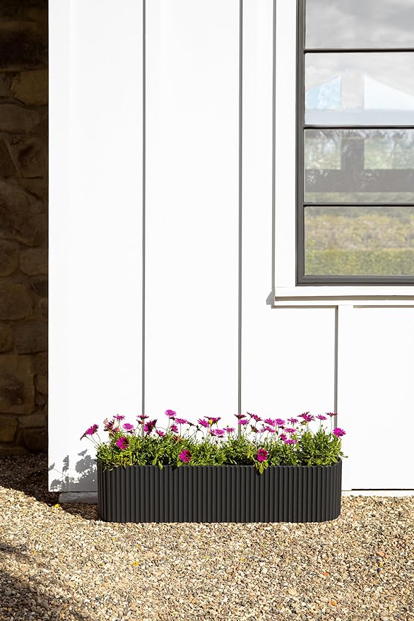Veradek Demi Series Window Box Planter - Long Planter Box for Windowsill/Balcony | Durable Plastic-Stone Composite Material | Modern Décor for Flowers/Herbs