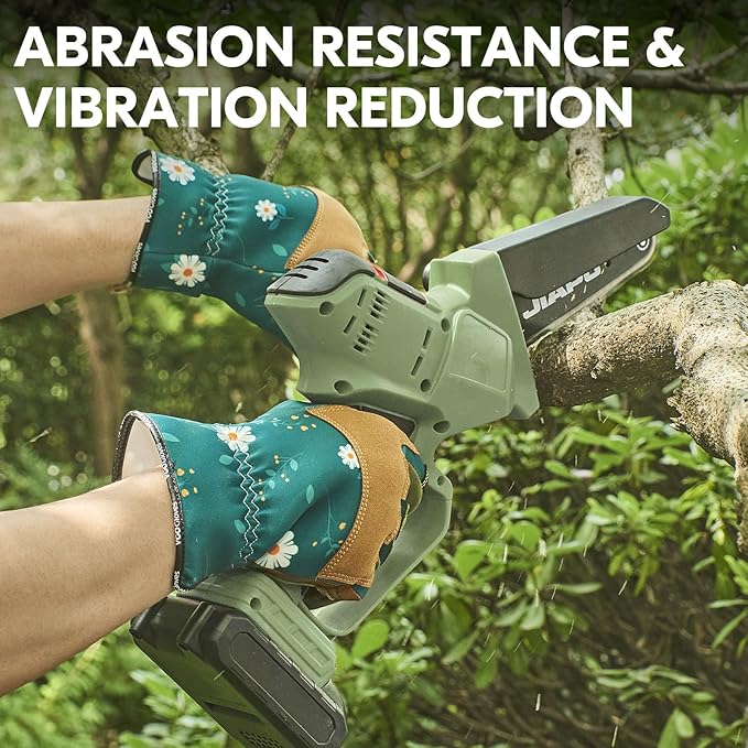Vgo... 1Pair Gardening Gloves for Women, Goatskin leather Thorn Proof Working Gloves for Weeding, Digging, Raking, Pruning and Planting,Touchscreen (M,Dark Green,GA7471)