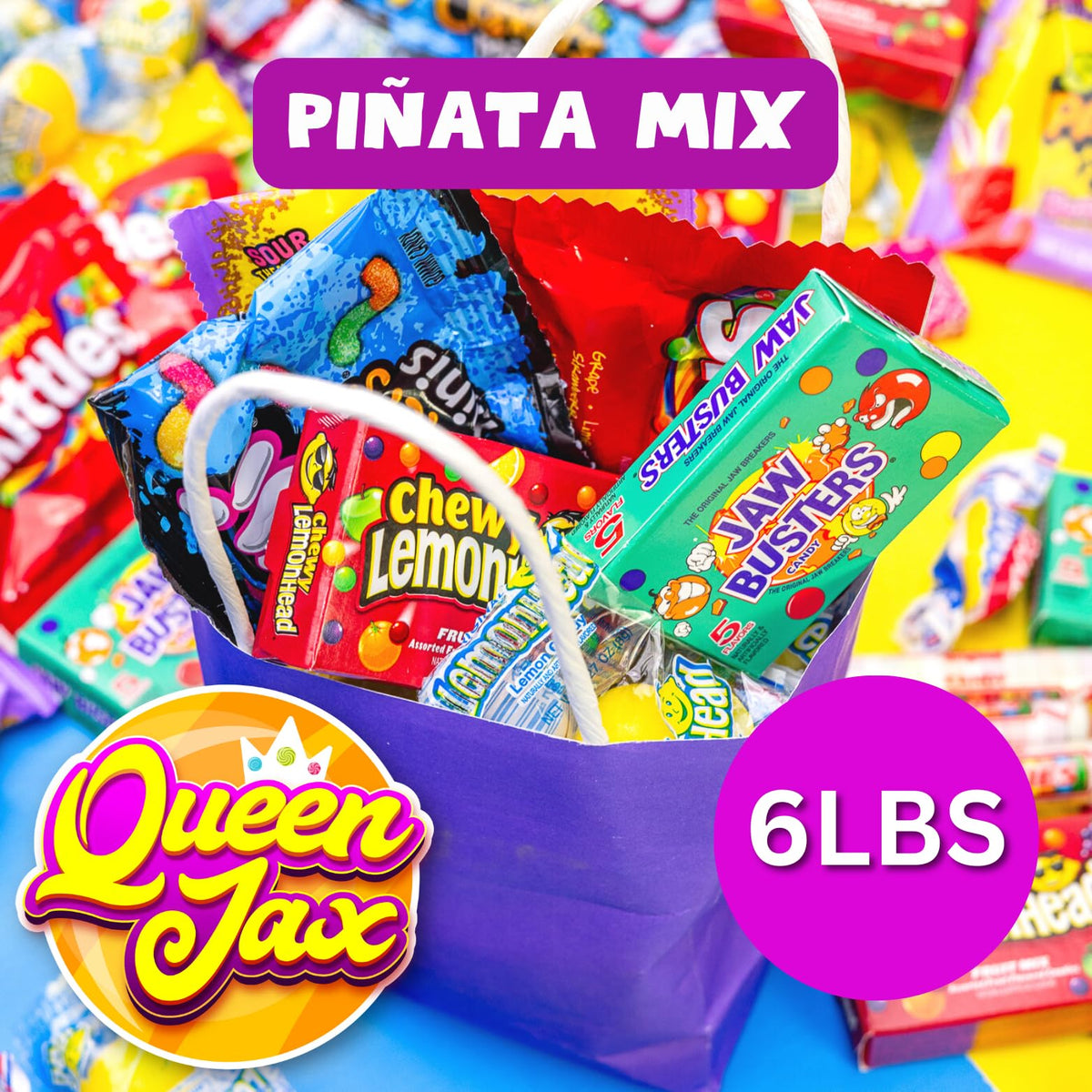 Pinata Candy Mix- Assorted Candy Variety Pack - 6 lb - Bulk Candy Individually Wrapped - Piñata Candy - Sour Candy, Bubble Gum, Fruity Candy, Chewy