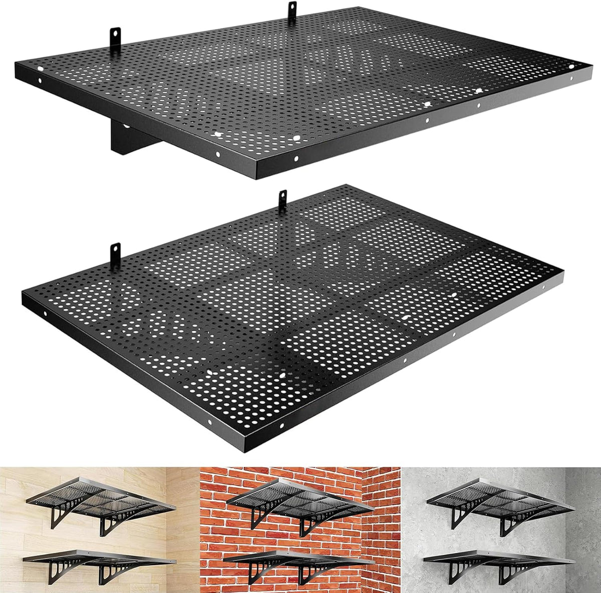 2-Pack 2x3ft Heavy Duty Garage Wall Shelving Garage Storage Rack Bike Wall Shelving Rack 560lbs Load Capacity