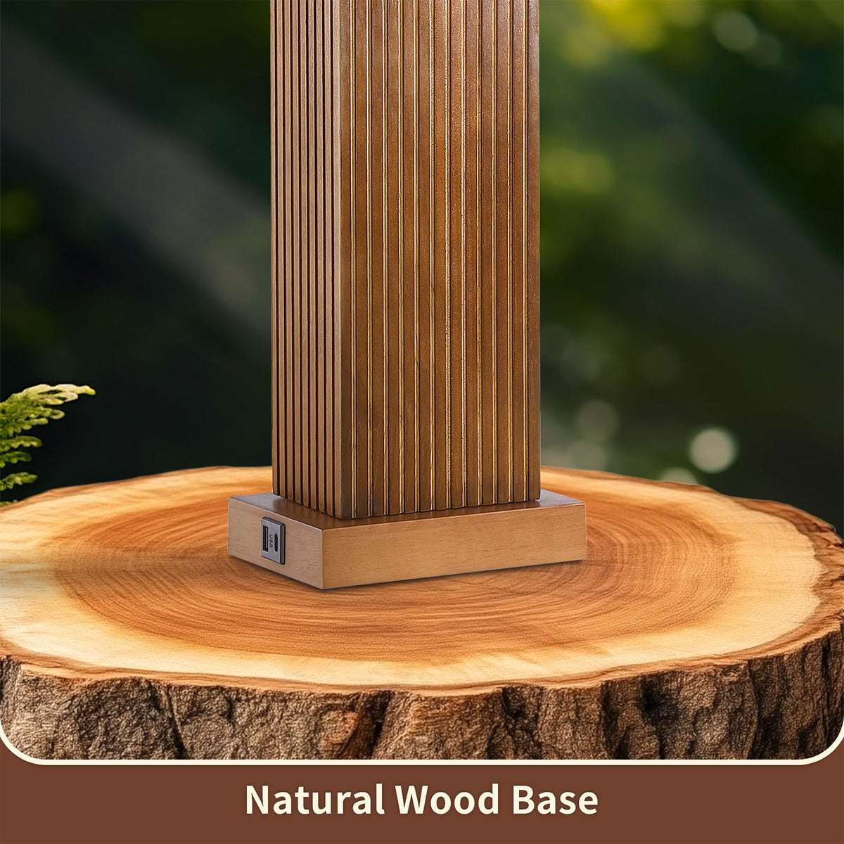 Lovlast 27.5" Wood Table Lamps Set of 2 for Bedroom Living Room (Walnut)