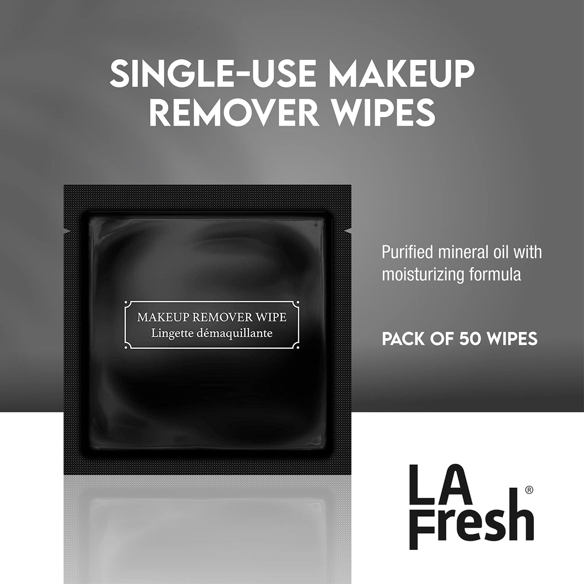 LA Fresh Hotel Makeup Remover Wipes, Light Flora Scent, Black, 50 Count