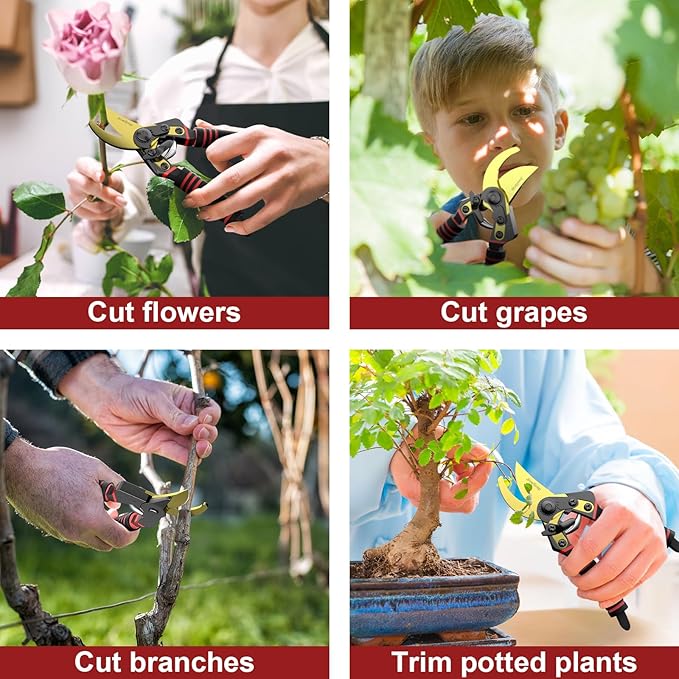 Professional Titanium Garden Shears Adjustable Opening Size- Professional Bypass Pruning Shears for Plants, Hedges, and Flowers