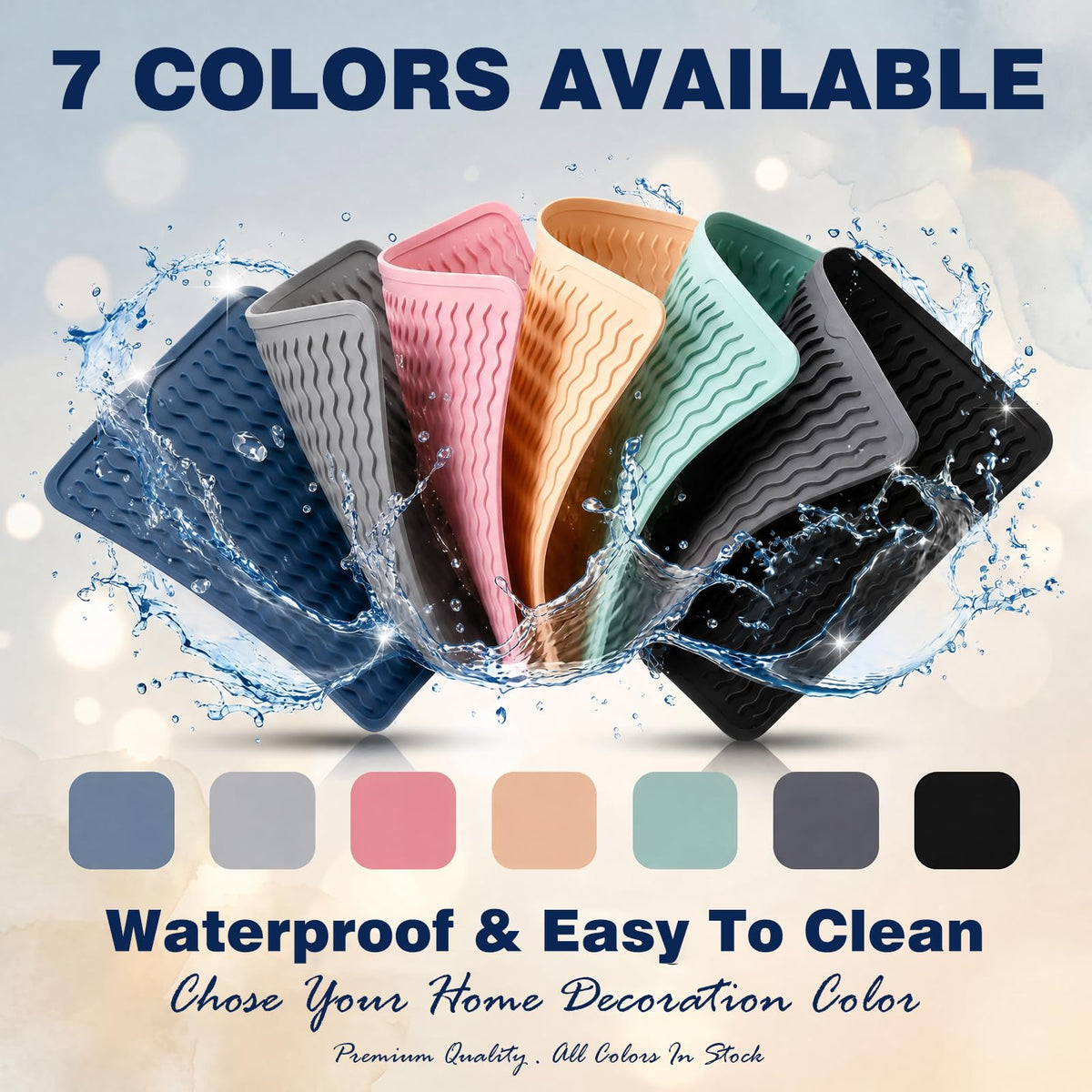2 Pack Caketime Silicone Dish Drying Mat for Kitchen Counter Dining Placemats Shower Caddy Refrigerator Liners Essentials Heat Resistant Waterproof Trivets Pad Coffee Bar Items 15"x11.5" Milk