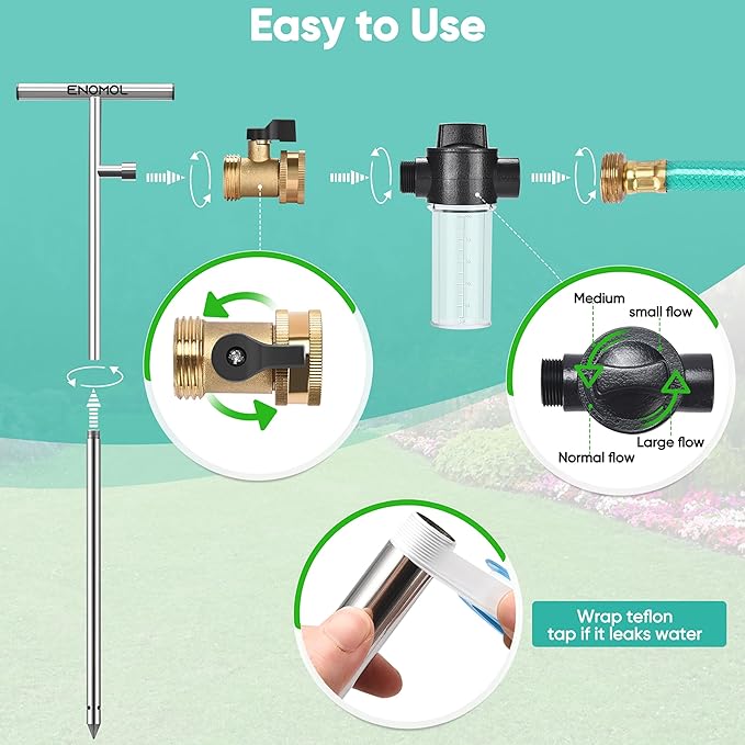 Stainless Steel Deep Root Tree Watering Tool,Root Feeder with Fertilizer Bottle Watering Wand Irrigation System Watering Stake,for Trees Bushes Shrubs Fruit Trees with Brass Valve T-Handle