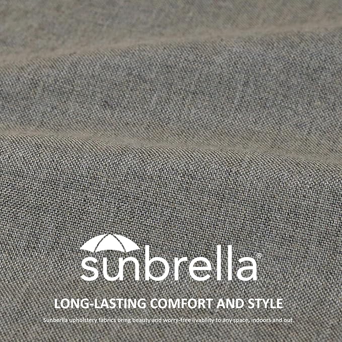 Sunbrella Square Corner Seat Cushions, 19" x 19" x 3", Set of 4, Indoor Outdoor Water Repellent Universal Chair Pads with Ties for Patio Furniture, Garden Dining Chairs, Cast Shale