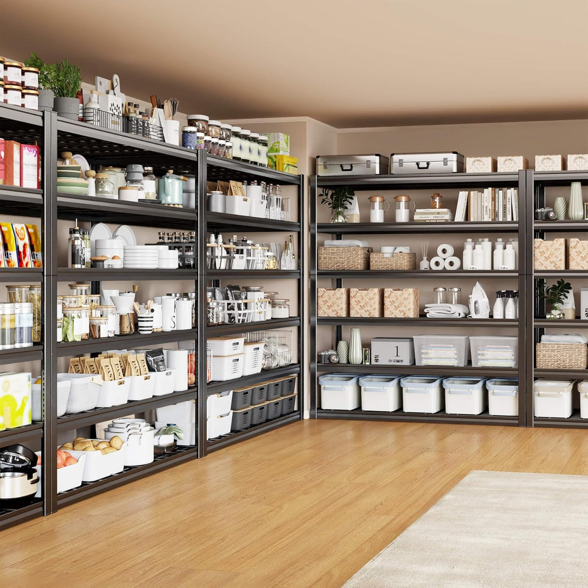 6 Tier Garage Shelving Heavy Duty, 50" WGarage Shelves, 50" W x 84" H x 24" D Adjustable Storage Shelving Unit, Commercial Metal Shelves for Warehouse, Basement, Shop,2 Pack