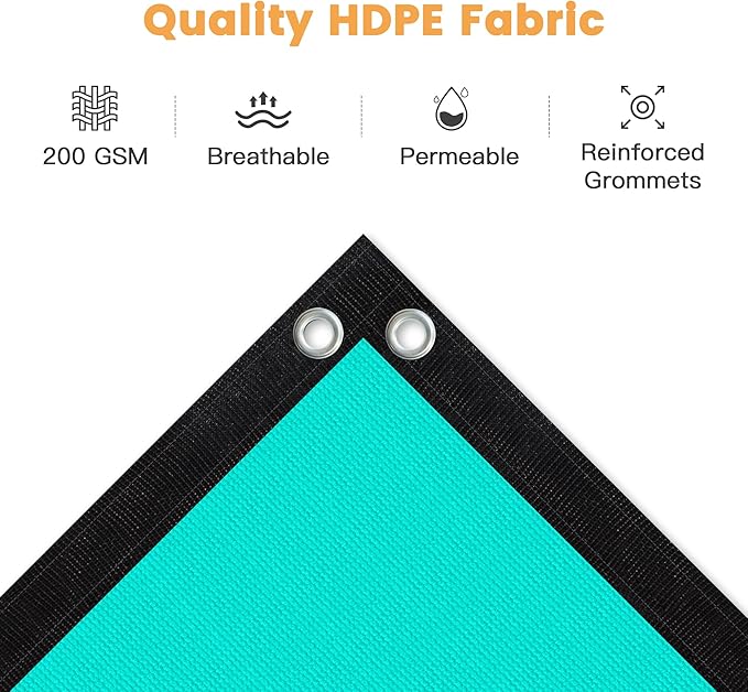 VICLLAX Shade Fabric Sun Shade Cloth with Every 2 FT Grommets for Patio Garden Pergola Cover Canopy 21x24 FT, Turquoise
