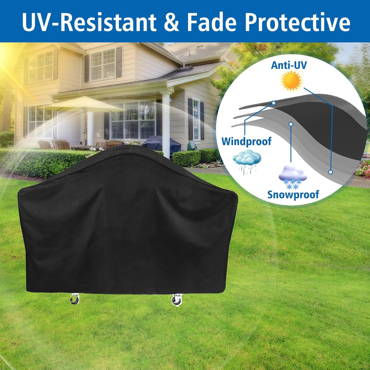 Grill Cover for Members Mark 4-Burner Outdoor Flat Top Gas Griddle, Member's Mark 36 Inch Griddle Cover, 600D Heavy Duty Waterproof UV Resistance Outdoor Cover