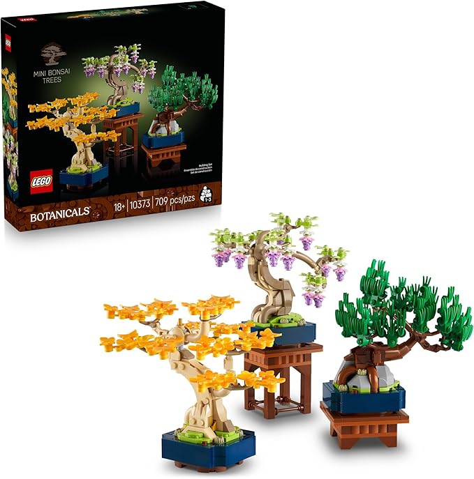 LEGO Botanicals Mini Bonsai Trees Building Set - Artificial Bonsai Tree Building Blocks for Adults, 18+ - DIY Home and Office Decor for Men and Women - Gift for Adults - 10373