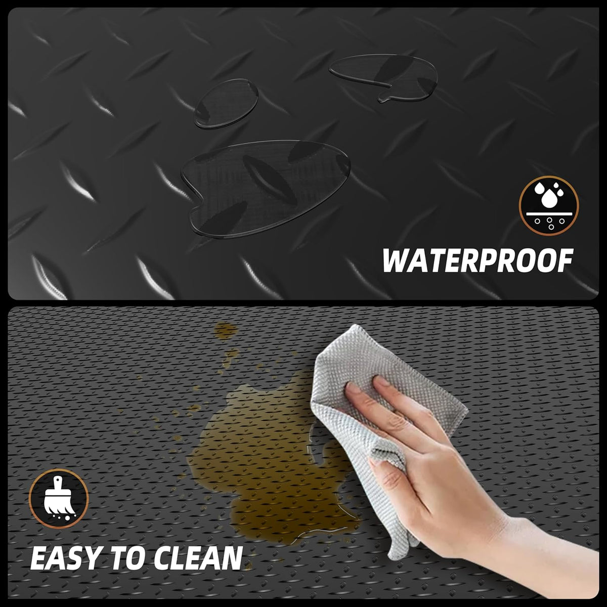 8.2 x 23 FT Garage Floor Mat, 2.8mm Thickened Diamond Plate PVC Garage Flooring Roll for Car, 188.6 SQFT Heavy Duty Vinyl Garage Floor Protector for Garage, Basement, Truck. Black