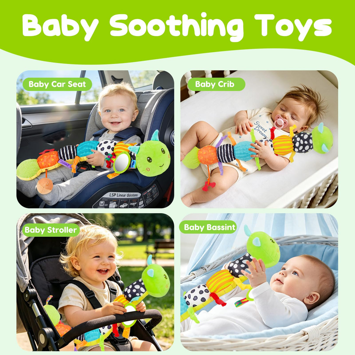 Baby Toys 0-6 Months Musical Stuffed Caterpillar Newborn Tummy Time Toys