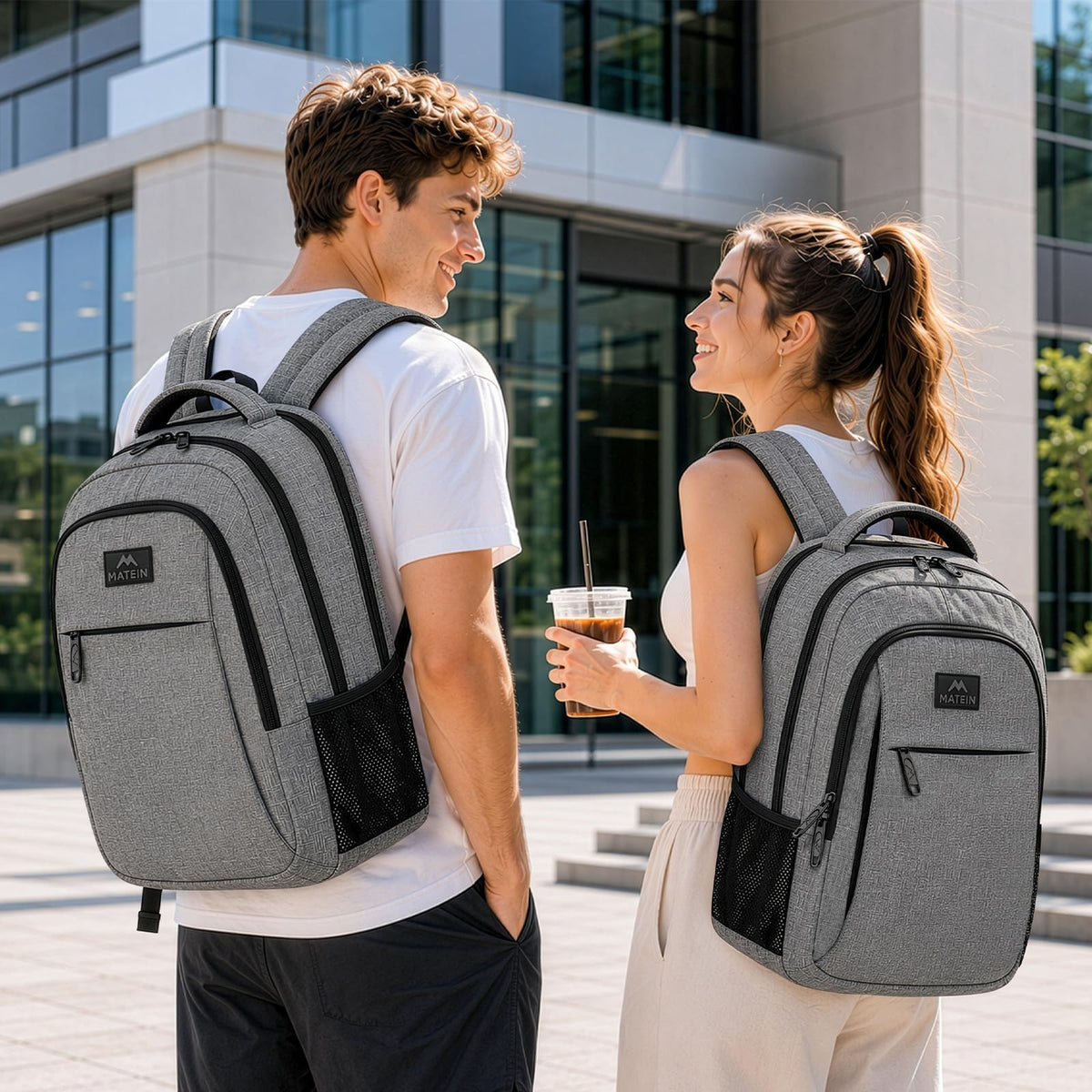 MATEIN Travel Laptop Backpack, 15.6 Inch College School Computer Bag, Grey
