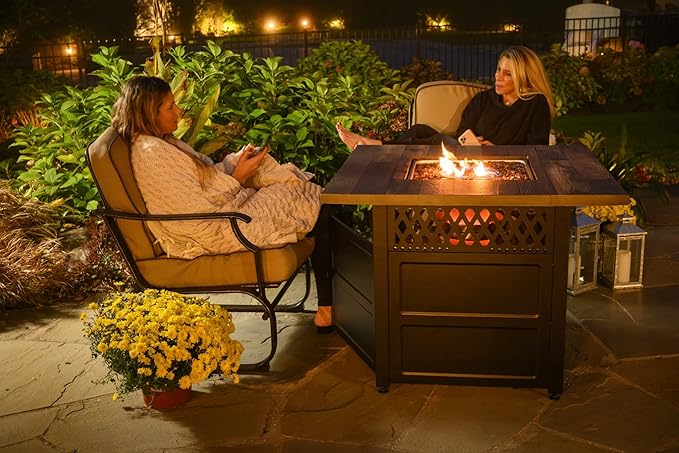 DualHeat by Endless Summer, The Harris, 38" Square Propane Gas Outdoor Fire Pit/Patio Heater