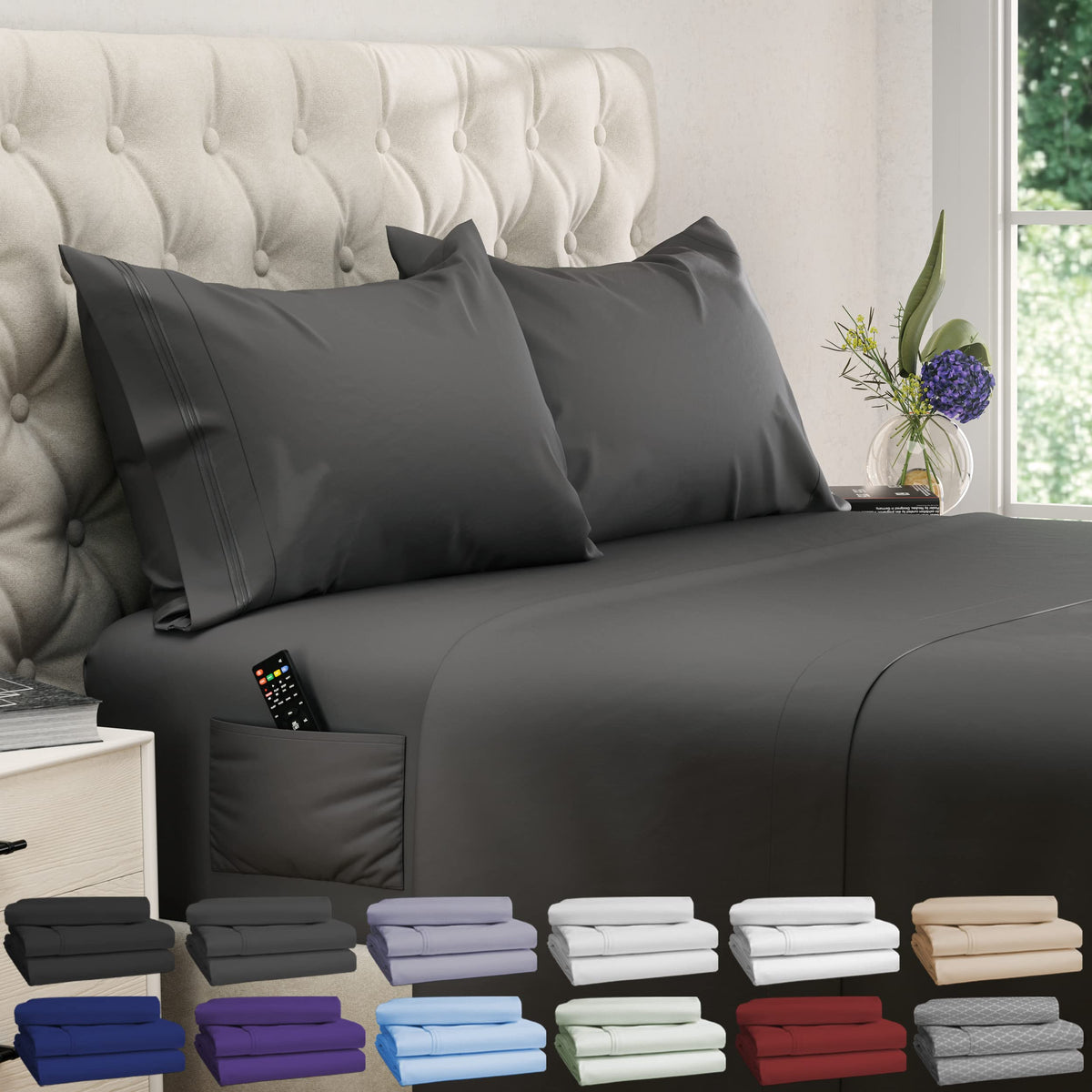 DREAMCARE King Size Sheets Set - King - Extra Deep - Gray
