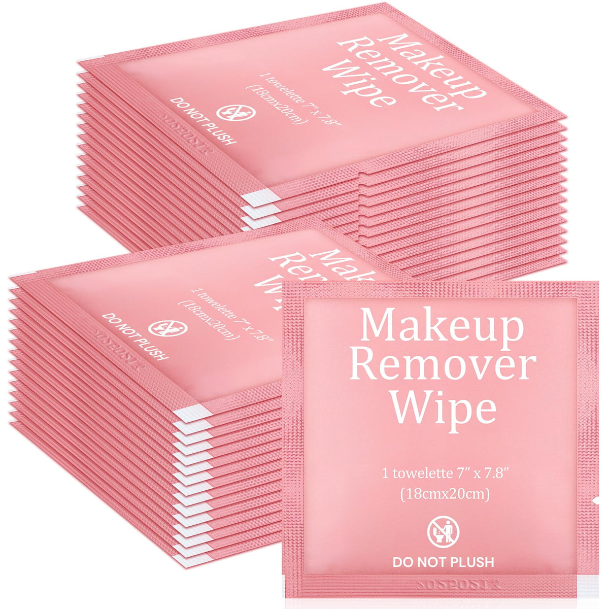 Enjamyo 200 Pcs Pink Makeup Remover Wipes Individual Wrapped