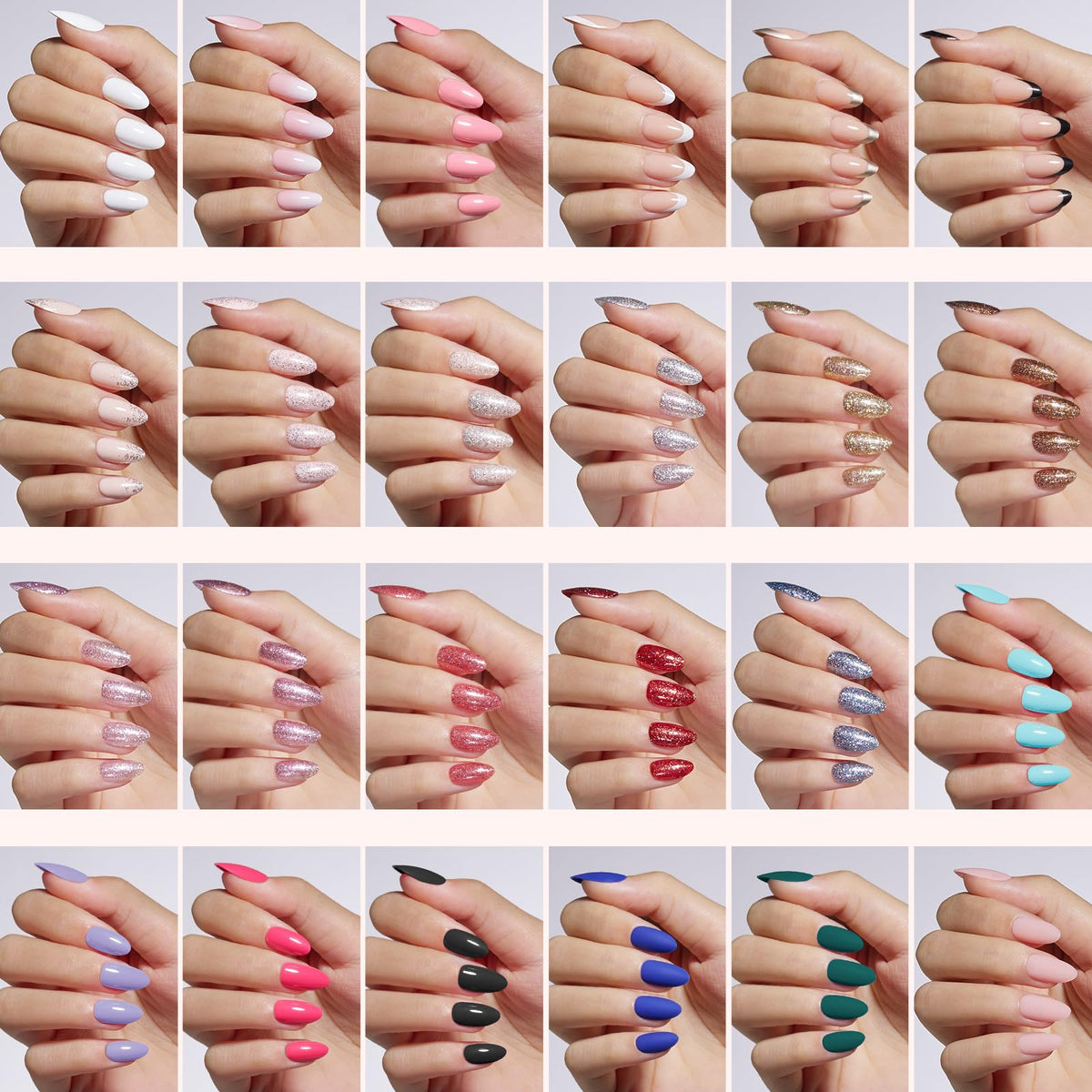 Beetles Press on Nails Kit- 720 Pcs Short Almond 24 Colors