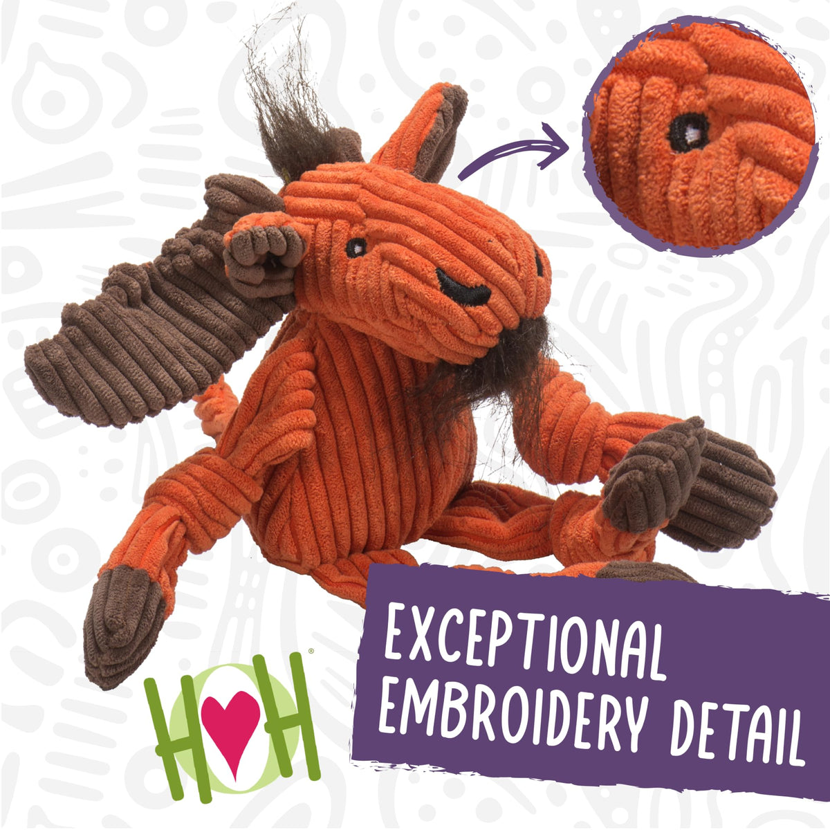 HuggleHounds Knottie Plush Dog Toy - Dog Stuffed Animal Toy, Squeaky Puppy Toys, For Small, Medium & Large Dogs, Durable Plush to Keep Them Busy - Dillie Duck, Large