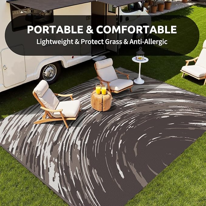 COCOER Modern Outdoor Rug 6x9 Reversible-Waterproof Outdoor Patio Rug-Quick Dry Outdoor Area Rugs Indoor Outdoor Rugs-Outside Rug Patio Decor for Porch Deck Balcony Backyard